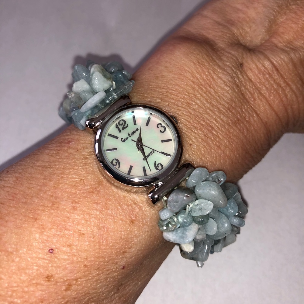 Gem Essence Blue Quartz Watch Stretch Bracelet